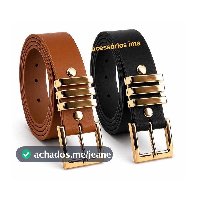 Kit 2 Cinto Feminino Plus Size Fivela Dourado Quadrado 2,5 cm Largura Couro PU