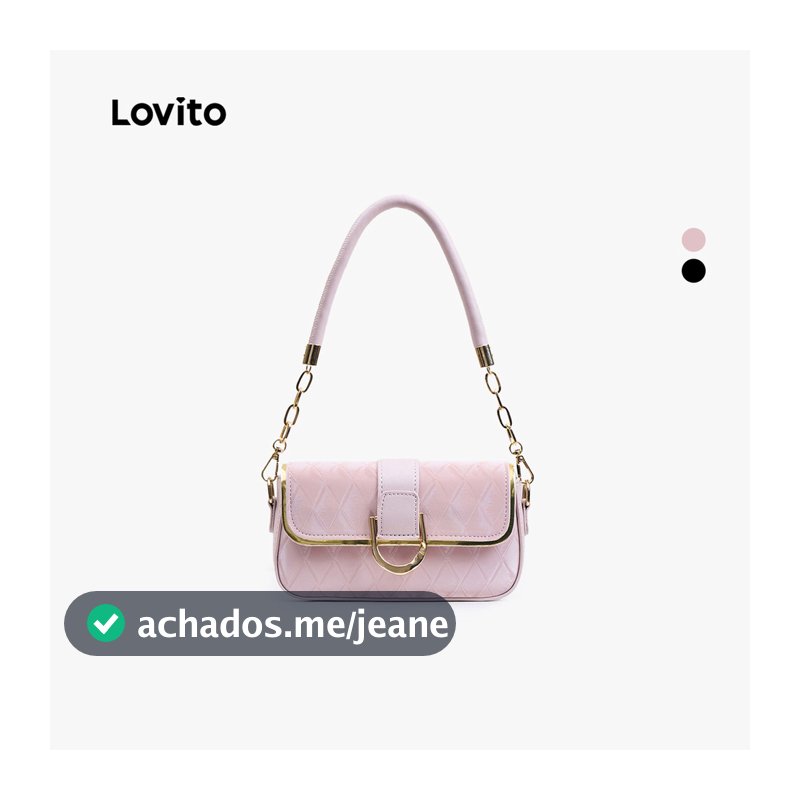 Lovito Elegante couro cor axilas S corrente Metal pequena bolsa de ombro para mulher LFAR6076