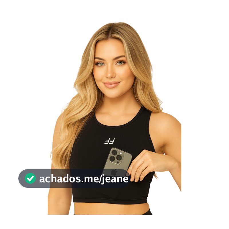 Cropped Alça Grossa Suplex Top Academia Feminino Fitness com Bolso Corrida Alta Sustentação com Bojo