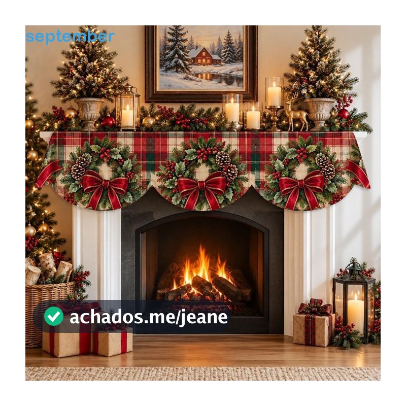 SEPTEMBERB Lareira De Natal , Lenço Decorativo Resistente A Manchas Para Multifuncional