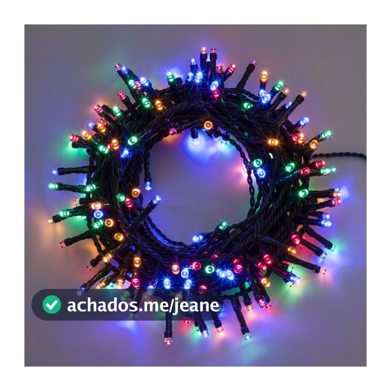 Pisca Natal 100 Led 10m 8 Funções Colorido 110/220v