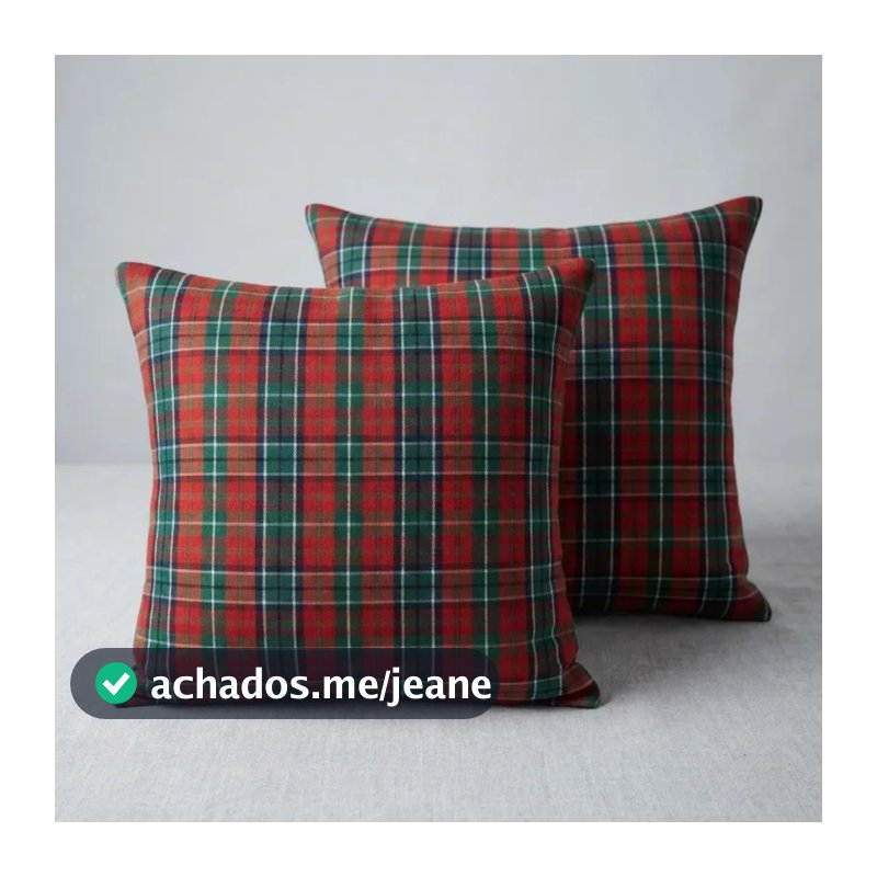 Kit 2 Capas de Almofada Natal Jacquard Fio Tinto Luxo Xadrez