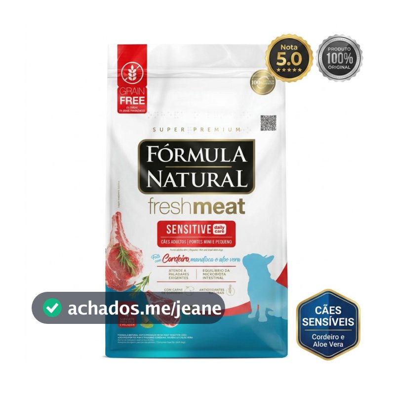 Ração Formula Natural Fresh Meat Sensitive Cordeiro Mini Pequeno 1kg 2,5kg Grain Free Super Premium