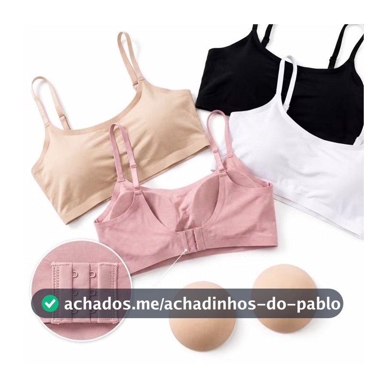 Sutiãs Top Femininos Sem Costura com Bojo Fixo Sem Aro Alças comfecho Confortável Não Marca