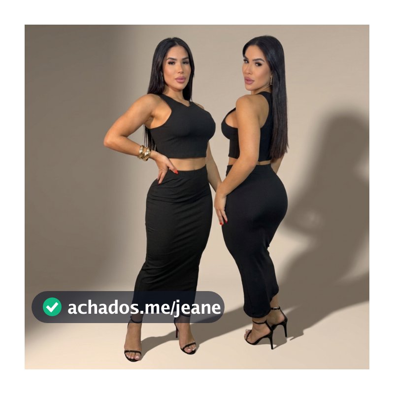 Conjunto Feminino Cropped e Saia Longa Tubinho Canelada Ribana Ajuste ao Corpo Envio Rápido