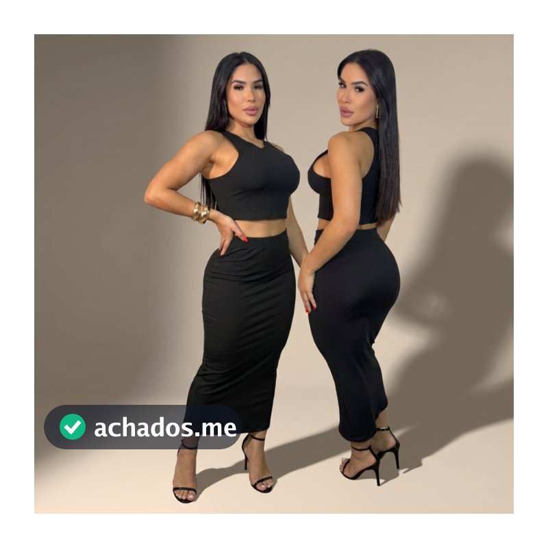 Conjunto Feminino Cropped e Saia Longa Tubinho Canelada Ribana Ajuste ao Corpo Envio Rápido