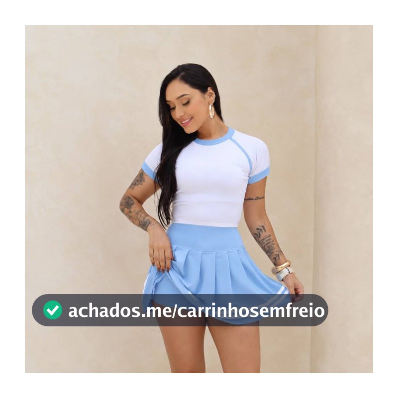 Conjunto Feminino Suplex Blusa e Short Saia com Listras Moda Casual
