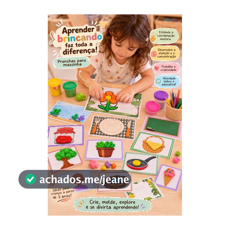 Kit 20 Cenários para Massinha de Modelar | Atividade Infantil Educativa | Pranchas Plastificadas Reutilizáveis