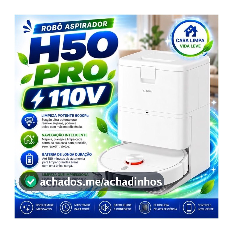 Robô Aspirador Xiaomi H50 PRO 110v | 15.000Pa | Original-Lacrado