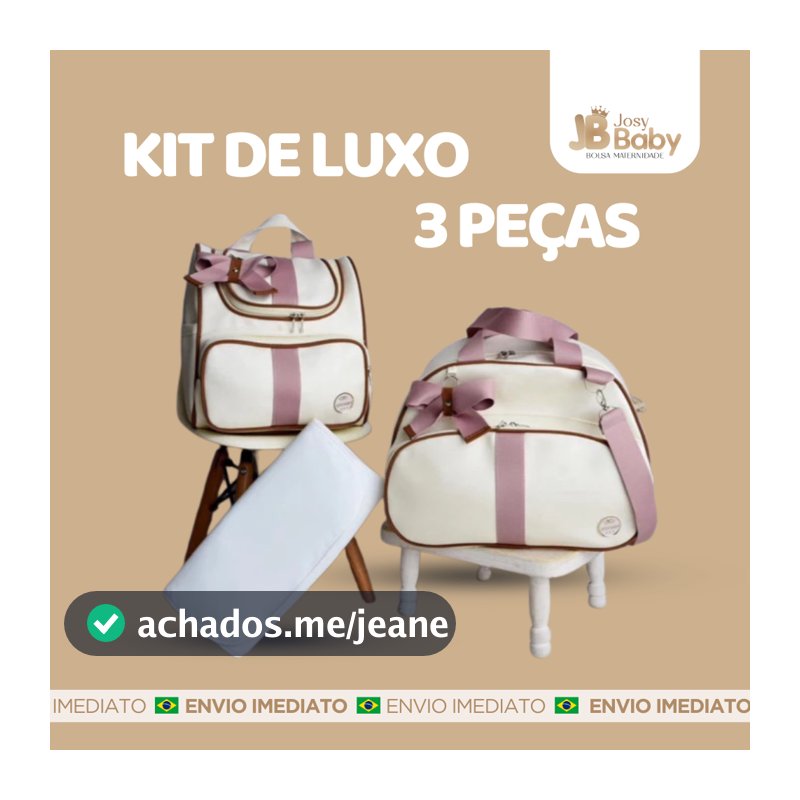 Kit Bolsa Maternidade 3 peças Kit de Luxo com mochila versátil 2 em 1, para bebê Menino/Menina
