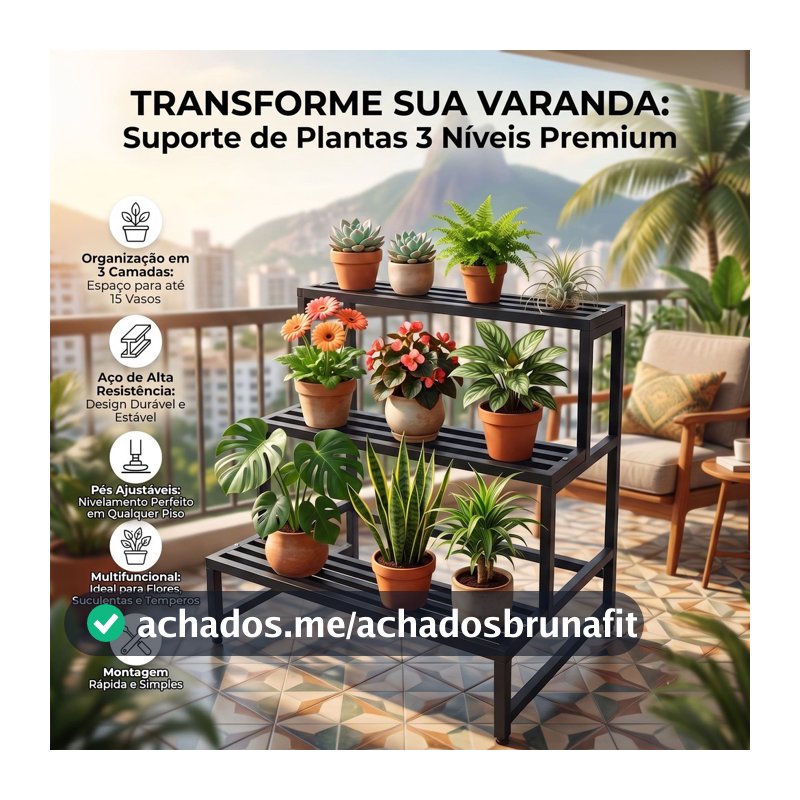 Suporte Para Plantas Vasos Floreira De Ferro Metal Estante Prateleira De Chão Organizador Jardim Varanda Decoração