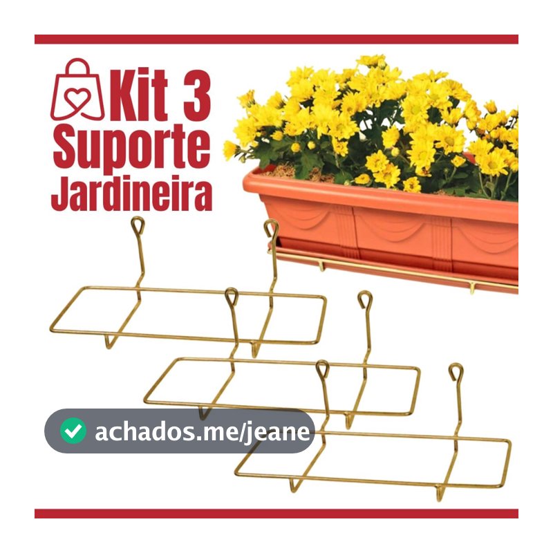 3 Suporte de Parede Floreira 35cm Para Jardineira Dourado Jardim Vertical Suspenso Para Planta Pendente Parede Janela
