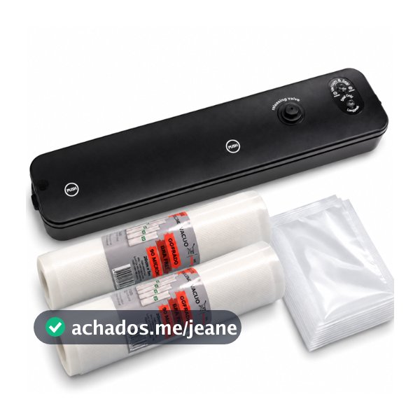 Kit Máquina Seladora a Vácuo Elétrica para Alimentos com 10 Sacos + 2 Bobinas Gofradas 20cm 110/220V