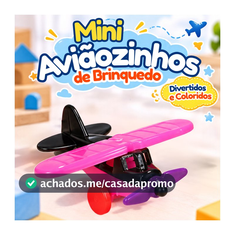 Kit Aviãozinho de Brinquedo Infantil Colorido 25 50 75 ou 100 Unidades Lembrancinha Festa