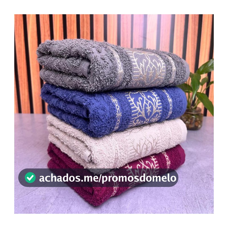 Kit 4 Toalhas de Rosto Luxo Premium Grossa e Bordada Felpuda 48x76cm Ultra Macia 100% Algodão Puro