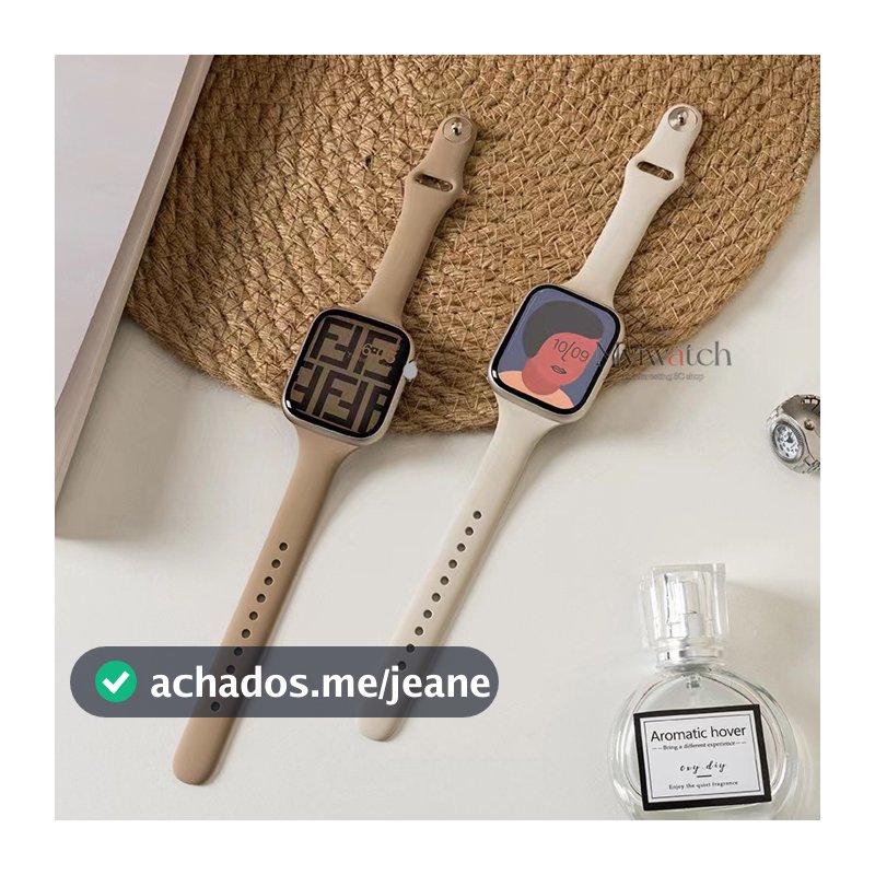 Pulseira Fina em Silicone Flexivel para AppleWatch lwatch 46mm 49 45 41 44 40mm 38mm 42mm Series 12/11/10/98765 SE 4 3