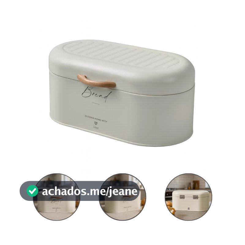 Porta Pão Grande Metal Organizador De Pão Bolo Com Tampa Moderno Linha Lumi Larumi