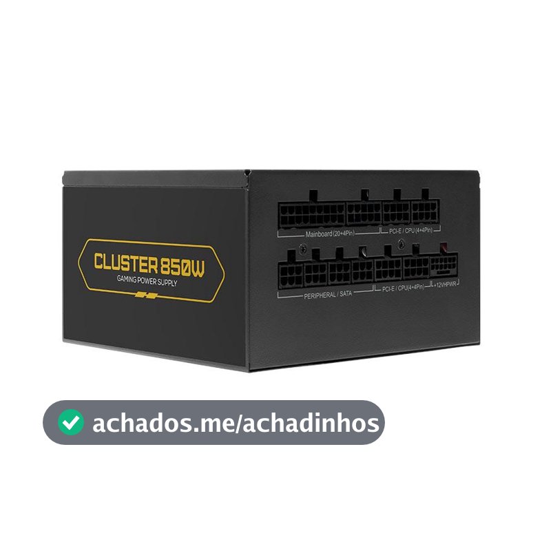 Fonte Pichau Cluster, 850W, PCIe 5.0, Full Modular, 80 Plus Gold, Preto, PG-CL850-BK01