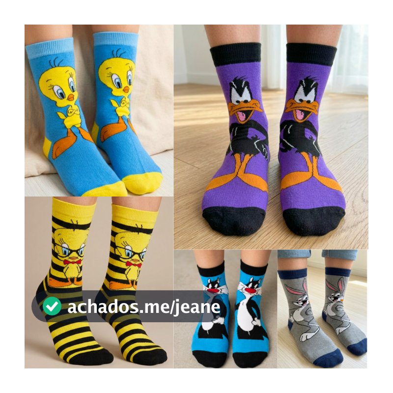Meias divertidas PERNALONGA PIUPIU FRAJOLA LOONEY TUNES ANTIGO VINTAGE DESENHO – Confortáveis e Coloridas para Adultos