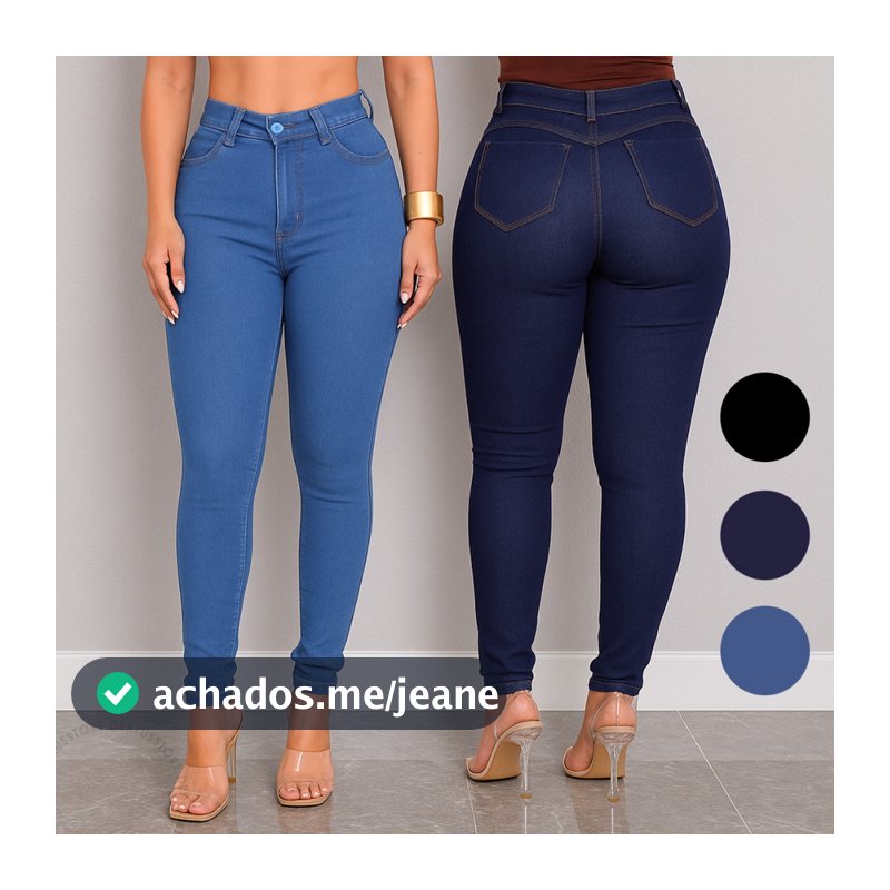 Calça Jeans Feminina Skinny Cintura Alta Cós Alto Modeladora Empina Bumbum