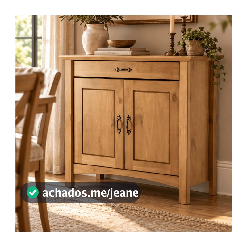 Balcão Buffet Aparador 93cm 2 Portas 2 Gavetas Madeira Maciça Bella MPO - Carvalho