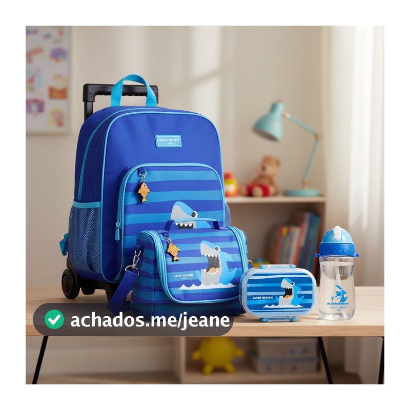 Kit Escolar Infantil Completa com 5 Peças Jacki Design
