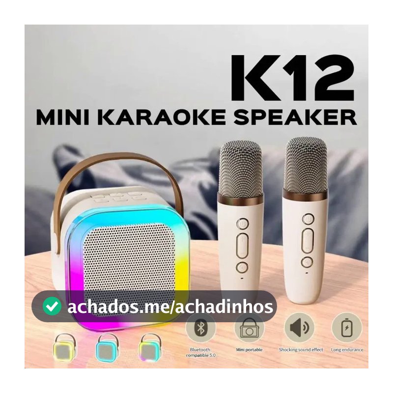 K12 Caixa de som sem fio com microfone Karaokê, Mini Alto-falante Bluetooth portátil de Karaoke com 1/2 Microfone