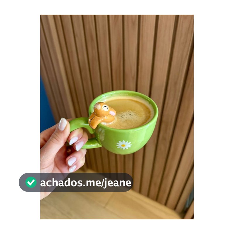 Caneca Coelho Pendurado Verde 200ml Cerâmica