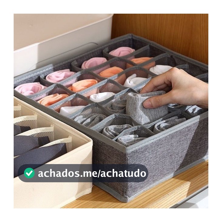 Organizador De Gaveta Dobrável Intimas Meias Cueca Calcinha 30X30X10CM Com 24 Possível Empilhar