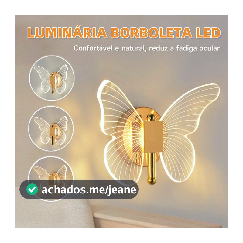 🦋Kit 1/2/3 –🦋 Arandela LED Borboleta em Estilo Nórdico, com 3 cores de luz, adequada para corredores e quartos