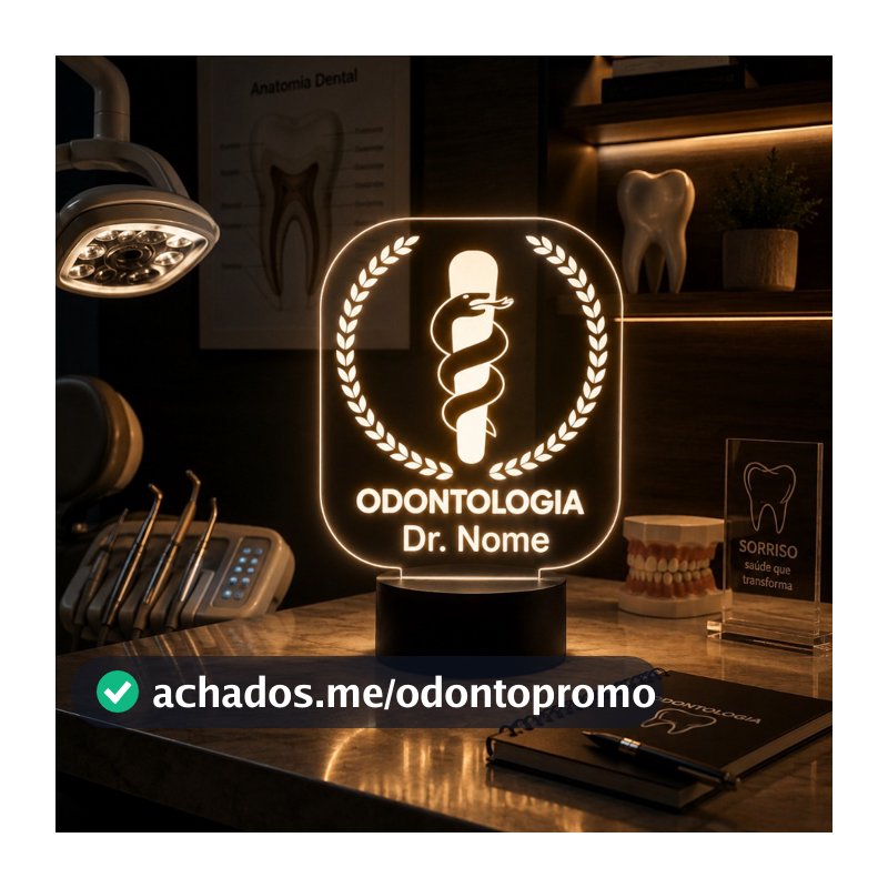 Luminária Led 3d | Odontologia Dentista | Abajur Presente Criativo Decoração Multicores