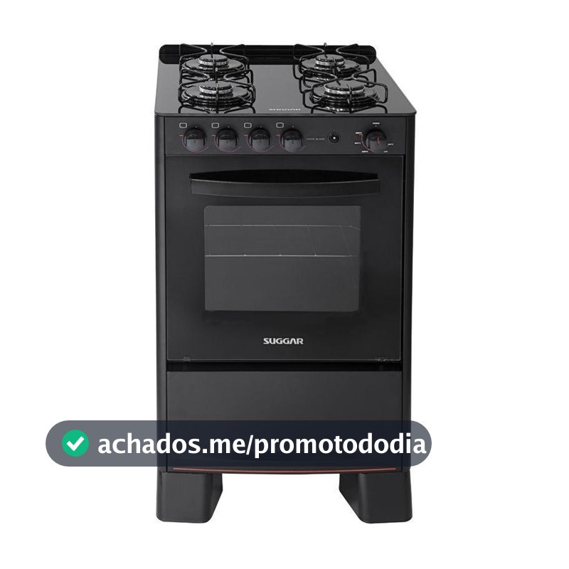 Fogão 4 Bocas Suggar Cook Glass Mesa de Vidro Preto Bivolt - Fgvcg410pt
