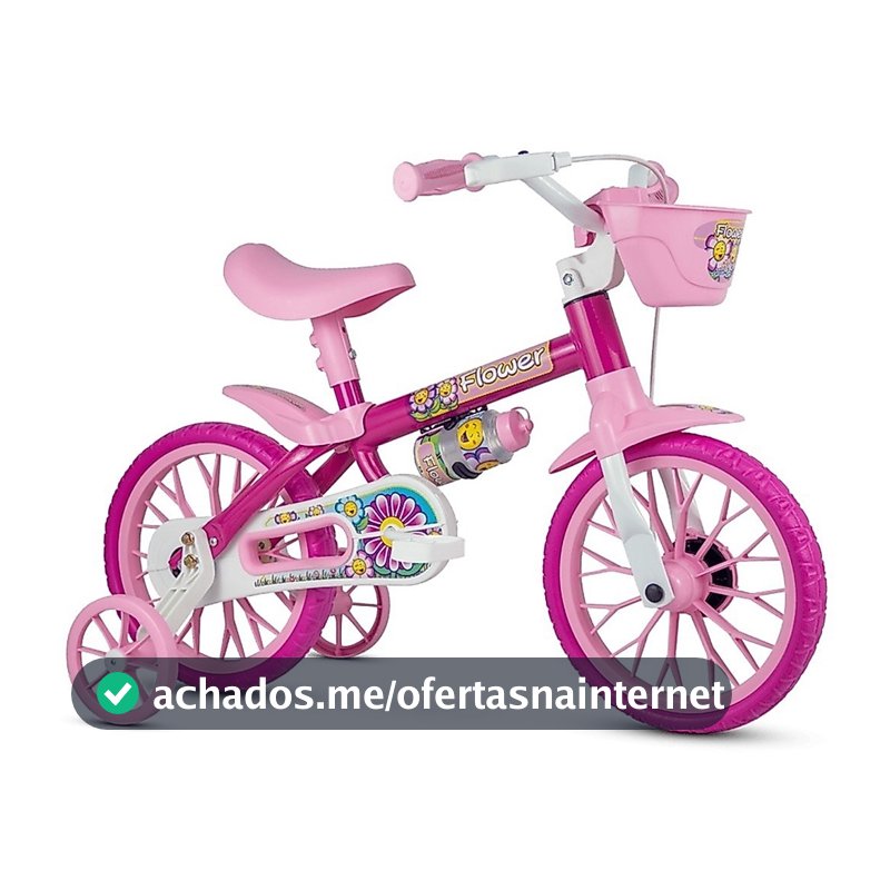Bicicleta Infantil Aro 12 Freio Tambor 1 Marcha Cestinha Nathor C/ Rodinha Menina de 90cm a 1m