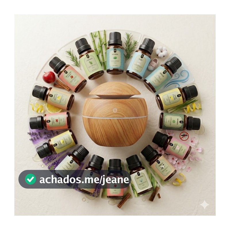Kit 12 Essências 10ml + Difusor Elétrico Aromatizador Umidificador Ambiente Casa Nattuaromas