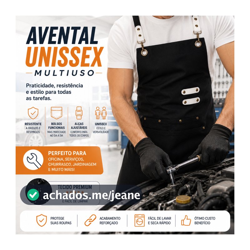 Avental Multiuso Lona Oficina Automotivo Mecanico Impermeavel Montador Serralheiro Profissional