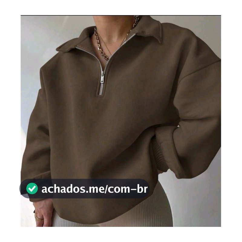 Blusa moletom franelado feminino con ziper frontal manga longa uso casual outono invierno