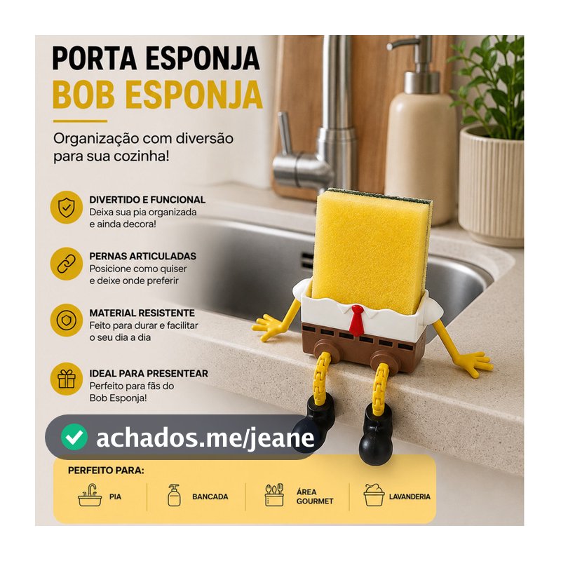 Porta Esponja Bob esponja com Pernas Articuladas – Suporte de Esponja Criativo para Pia