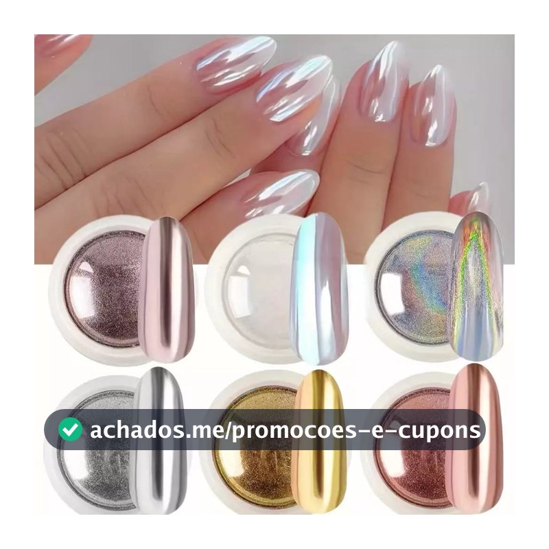 X@T 6 Pó Cromo Metalizado Unhas Cromado Decoração