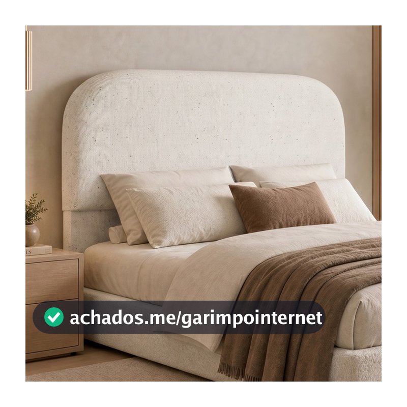 Cabeceira Cama Box Queen 160cm Orgânica Lanna W01 Linho Cru - Lyam Decor