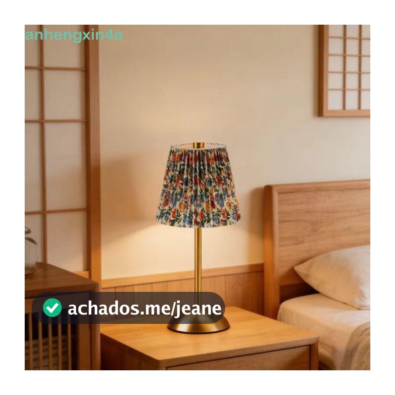 Lâmpada De Cabeceira Com Toque ANHENGXIN , Mesa Plissada Base De Metal Regulável , Sombra De Tecido , Luzes Macias , Luz