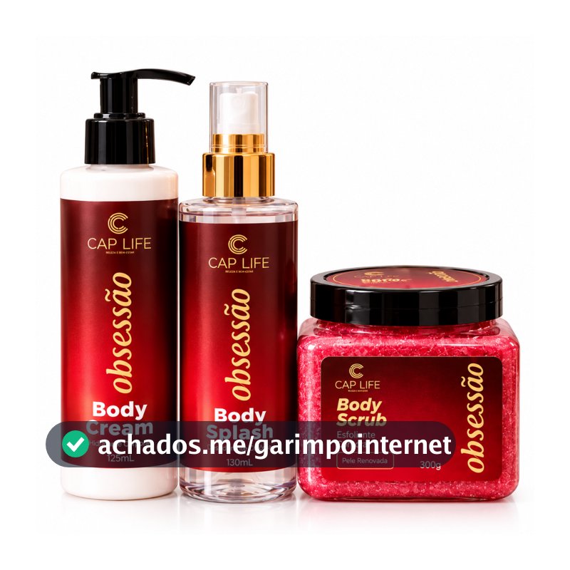 Kit Obsessão Cap Life Body Splash 130ml + Body Cream 125ml + Esfoliante Corporal 300g Feminino