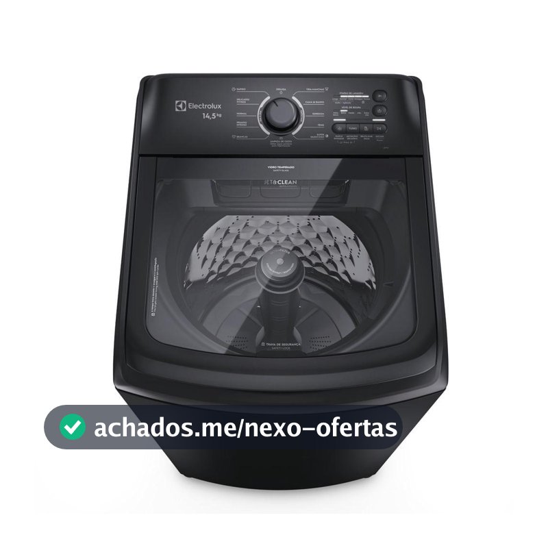 Máquina de Lavar Electrolux 14,5kg Preta Efficient Cesto Inox, Jet&Clean e Filtro Fiapos (LEP15)