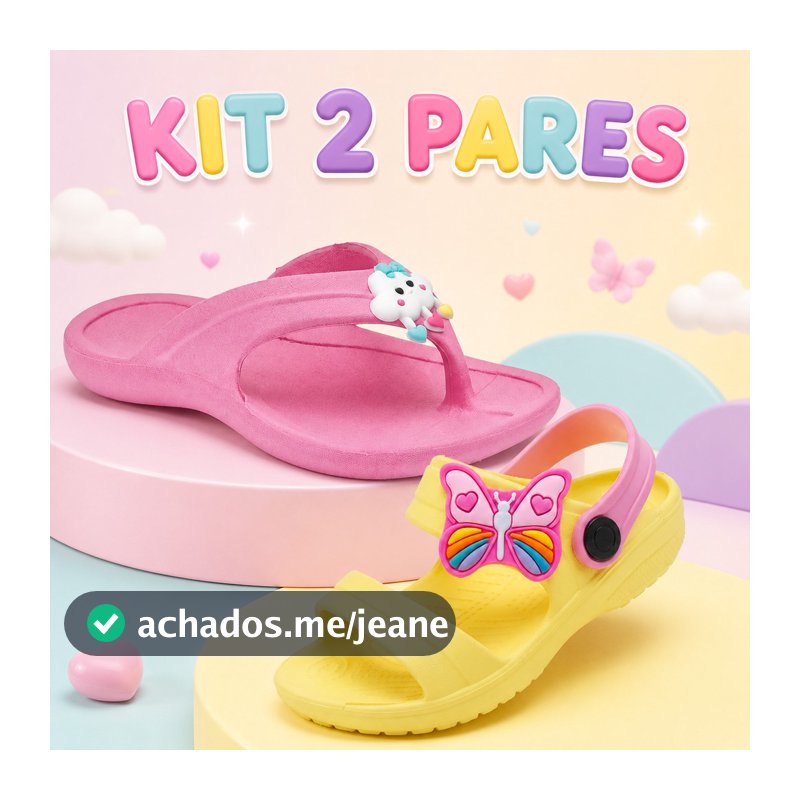 Kit Chinelo Infantil Menina Antiderrapante + Sandália Papete Infantil Menina Confortável Leve Macia