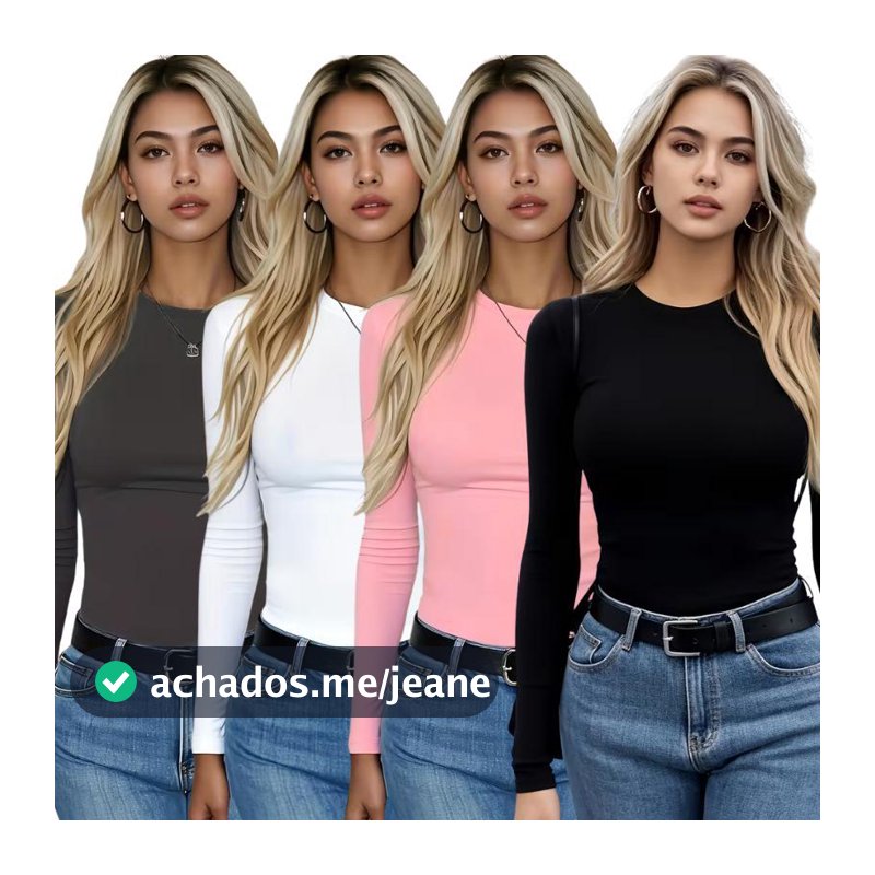 Kit 2 Camisas Térmica Feminina Proteção Uv 50+ Segunda Pele Camiseta Blusa Fria Academia Manga Longa