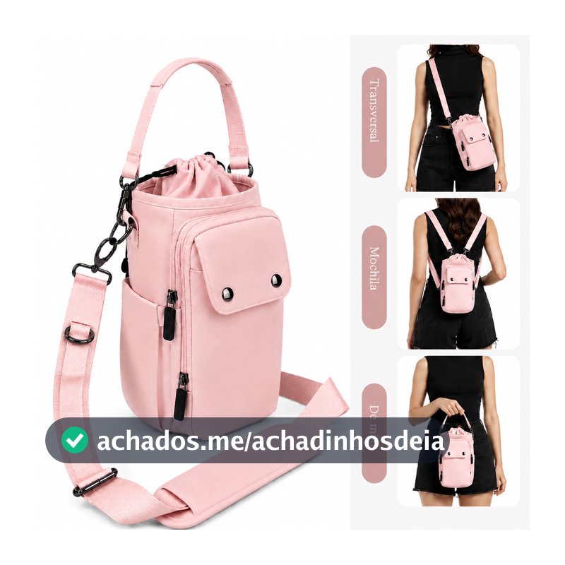 Bolsa Para Garrafa Vira Mochila 5 Bolsos 40oz Impermeável Alça Ajustável Com Mosquetão Uso Nas Costas E Transversal