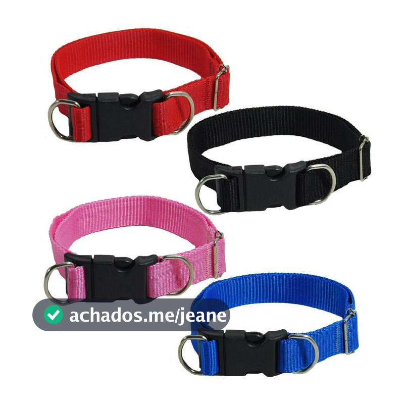 Coleira para Cachorro de Nylon Regulável P M G GG para Passeio Confortável