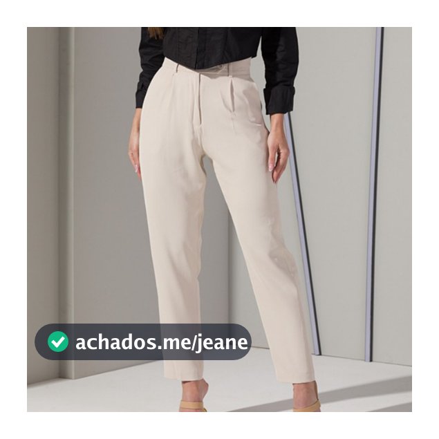 Calça Social Feminina Alfaiataria Reta Plissada Bolsos Funcionais Cintura Alta Slouchy