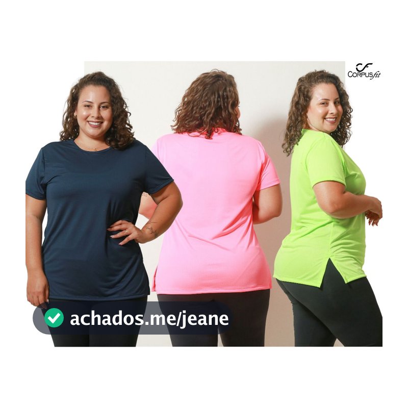 Blusa Dry Fit Plus Size Kit com 3 Blusinhas Feminina Roupa de Academia Tapa Bumbum Para Treino Curve