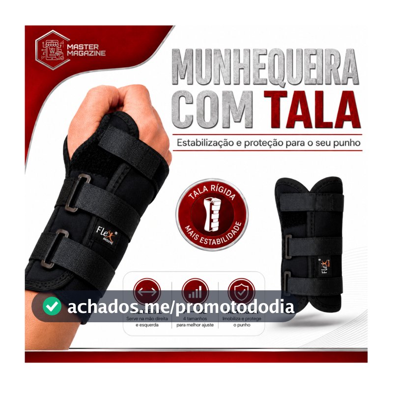 Munhequeira com Tala Rígida Imobilizadora Bilateral para Punho – P ao GG - Flex Mouve