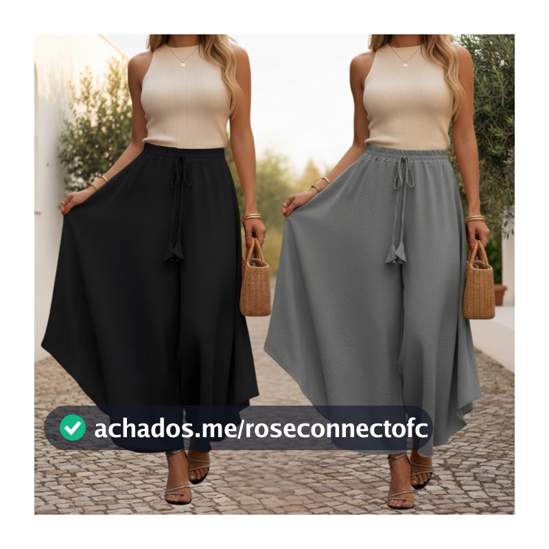 Calça Feminina Cintura Alta Godê Pantacourt Pantalona Duna Larga Festa Elegante
